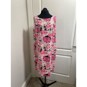 Kim Rogers Women's Size 14 Pink Floral Sleeveless Midi Dress Casual